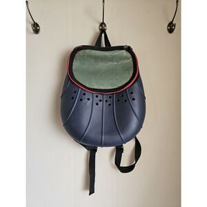 Round Crocs Backpack Bag Zip Blue Croslite Holes Jibbitz Holes Embossed RARE